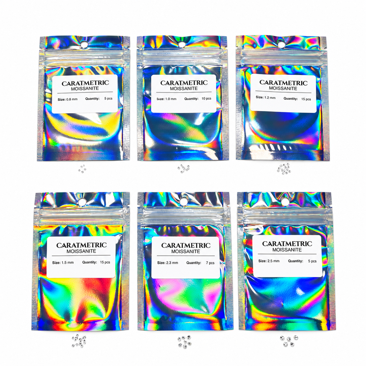 Moissanite Melee Sample Pack – 6 Sizes, ~1 CT
